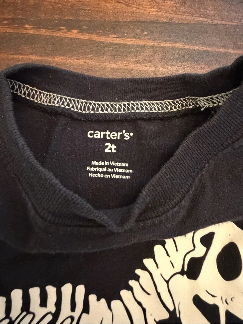 Carter's Black Long-Sleeve Dinosaur Skeleton Tee with Orange Pumpkin